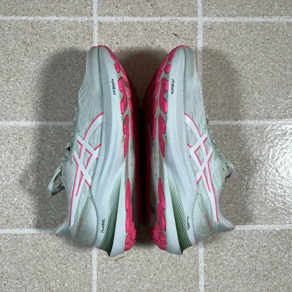 Asics GT-2000 12 Shoes Womens Sz 7 Pure Aqua Pink Mesh Lace Up Sneakers 1012B506